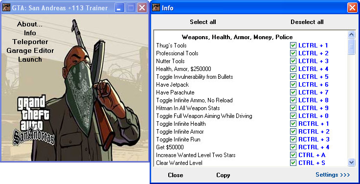 Crazy Trainer 350 v2.41 SA:MP para GTA San Andreas